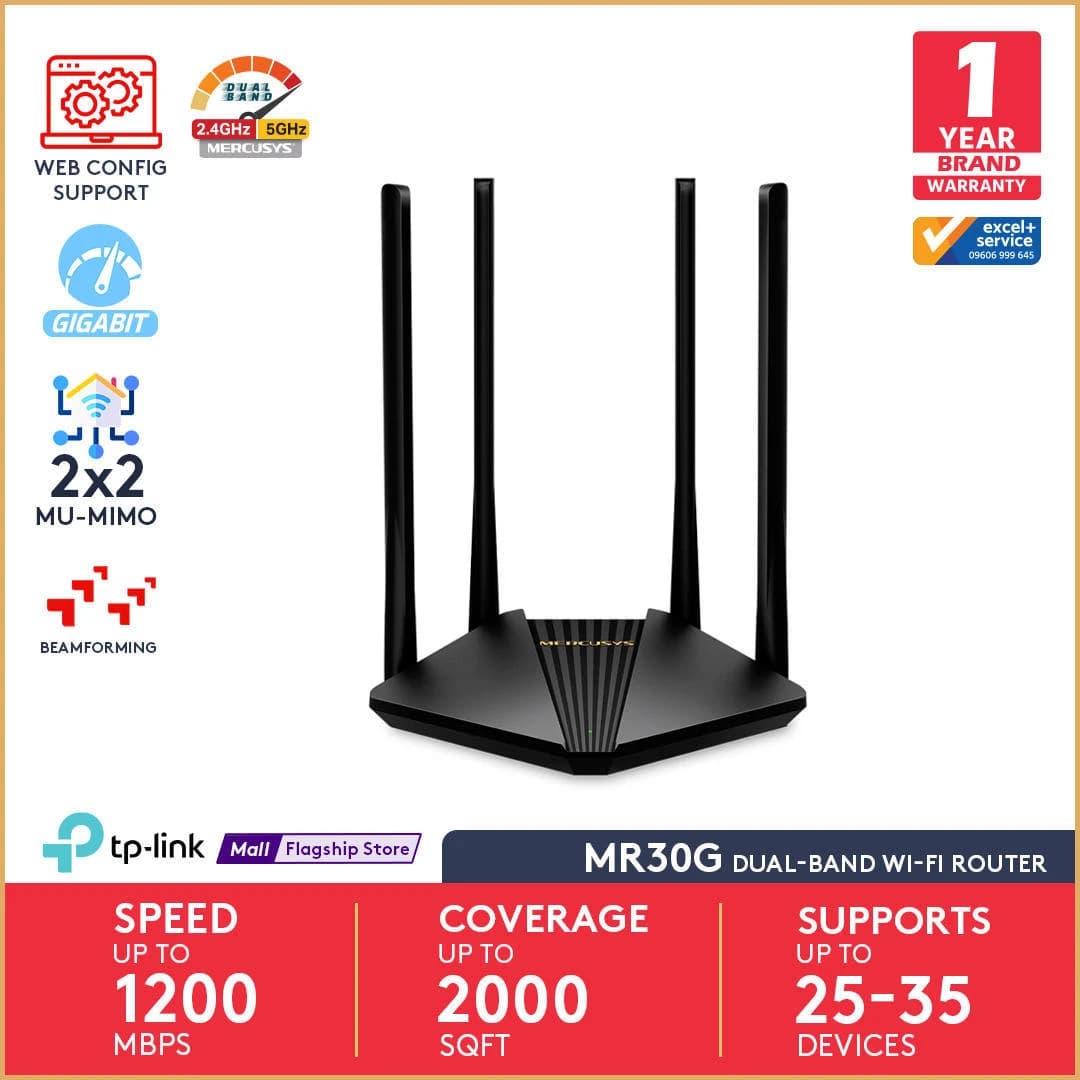 Mercusys MR30G AC1200 MU-MIMO Gigabit Wireless Dual Band Router