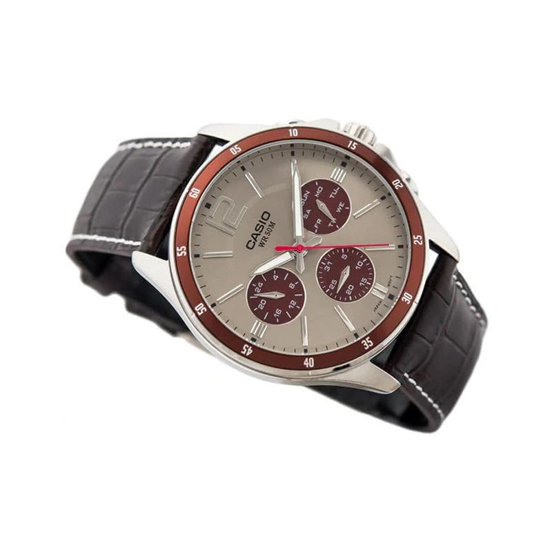 Casio MTP-1374L-7A1VDF Enticer Multifunction Brown Leather Belt Men's Watch