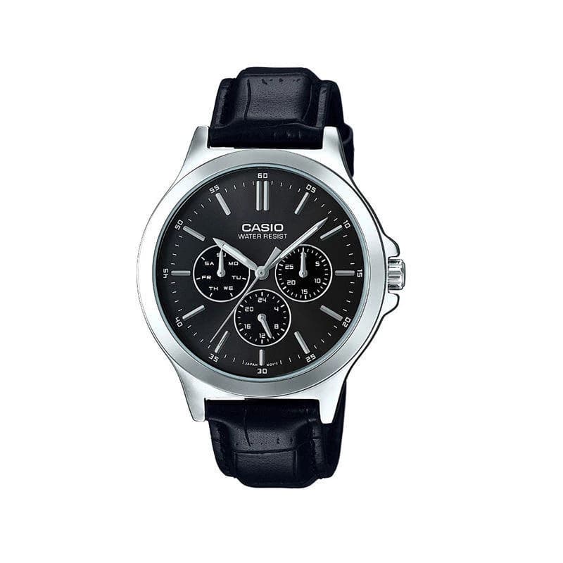 Casio MTP-V300L-1AUDF Black Leather Strap Men’s Watch
