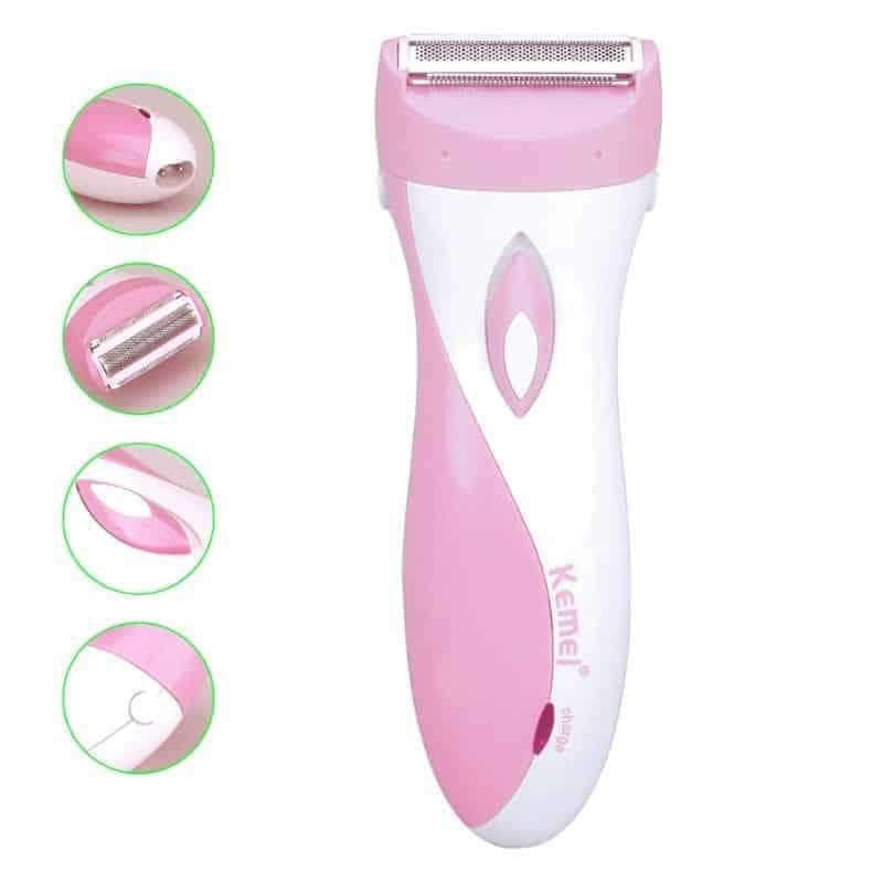 Kemei KM-3018 Electric Hair Trimmer For Women - Pink