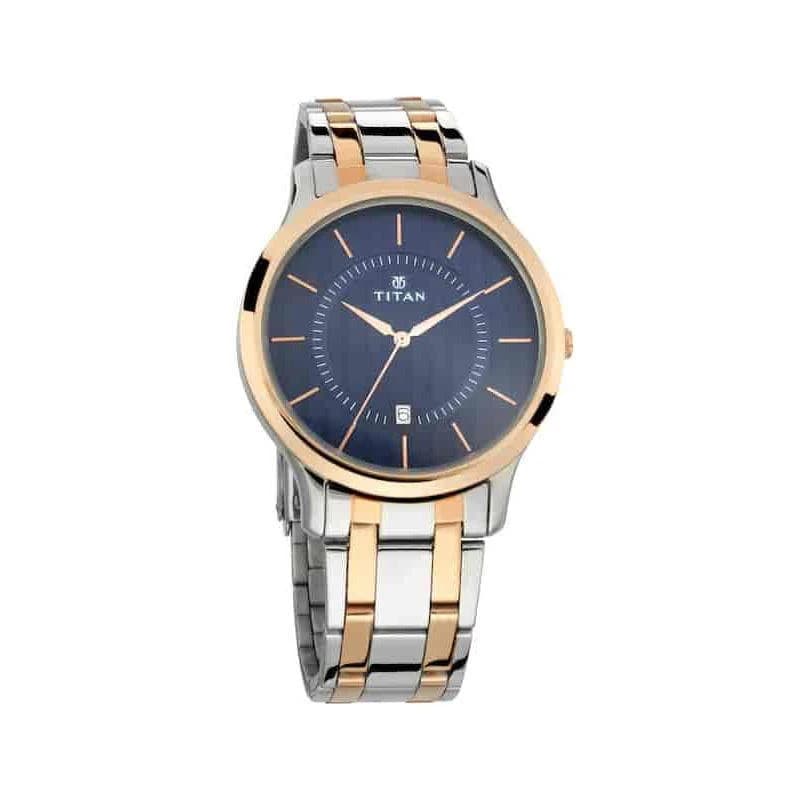Titan 1825KM01 Analog Date Dual Tone Stainless Steel Watch for Men