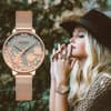 CURREN 9065 Mesh Stainless Steel Quartz Watch for Women – Rose Gold