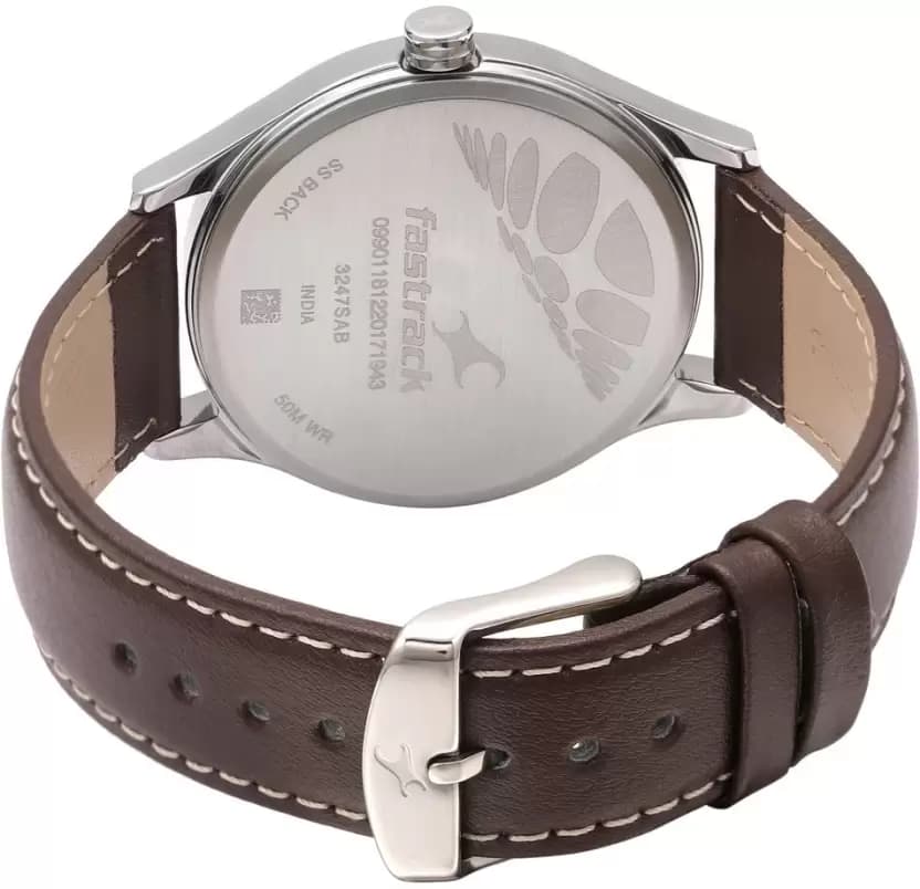 Fastrack 3247SL01 Bare Basics Analog Brown Dial Leather Watch for Guys