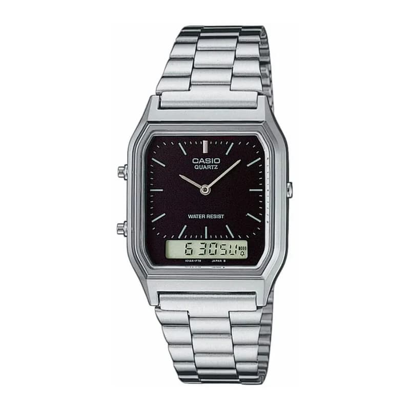Casio AQ-230A-1DMQ Black Analog Digital Stainless Steel Strap Men’s Watch