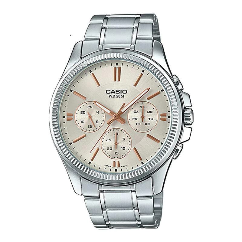 Casio Enticer Multifunction Silver Chain Watch MTP-1375D-7A2VDF