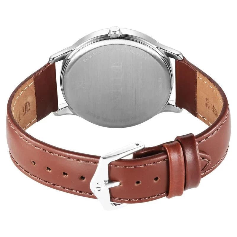 Titan 1825SL15 Karishma Quartz Analog Silver Dial Leather Strap Men's Watch