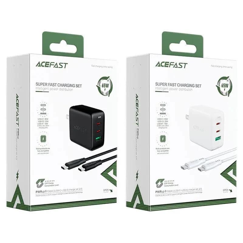 Acefast A15 PD 65W 3 Port Charger with Type C Cable