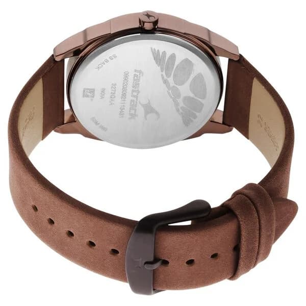 Fastrack 3273QL01 After Dark Black Dial Leather Strap Watch for Guys