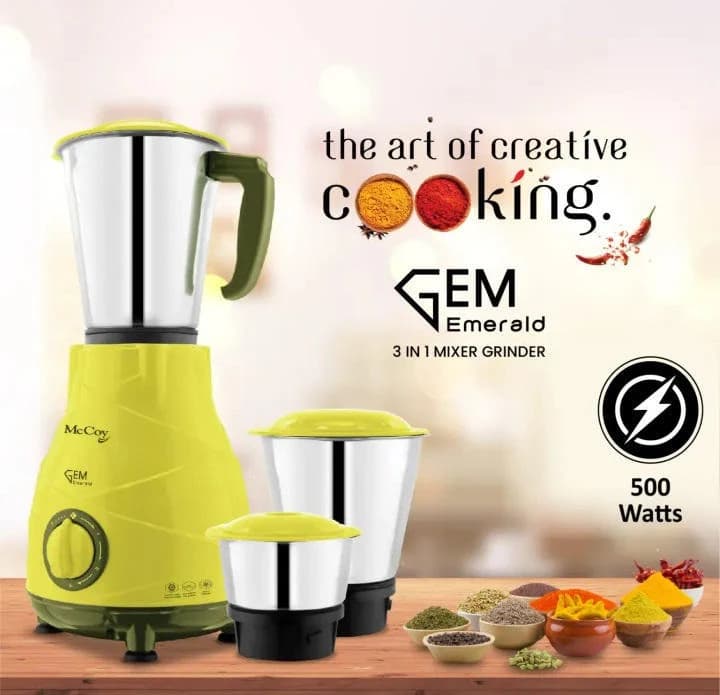McCoy Gem Emerald 500W 3 Jars Mixer Grinder