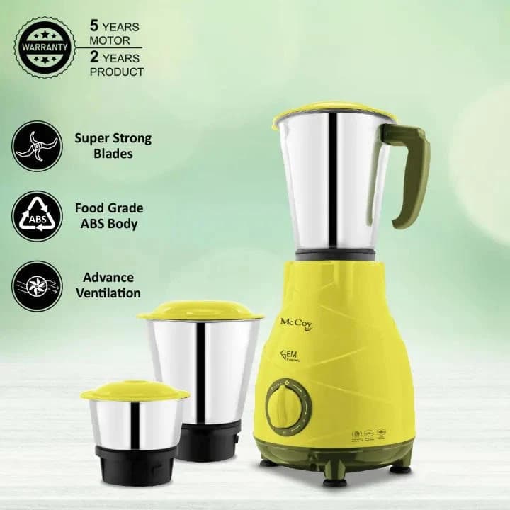 McCoy Gem Emerald 500W 3 Jars Mixer Grinder