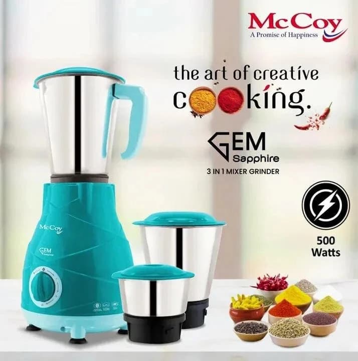 McCoy GEM Sapphire 500W 3 Jars Mixer Grinder