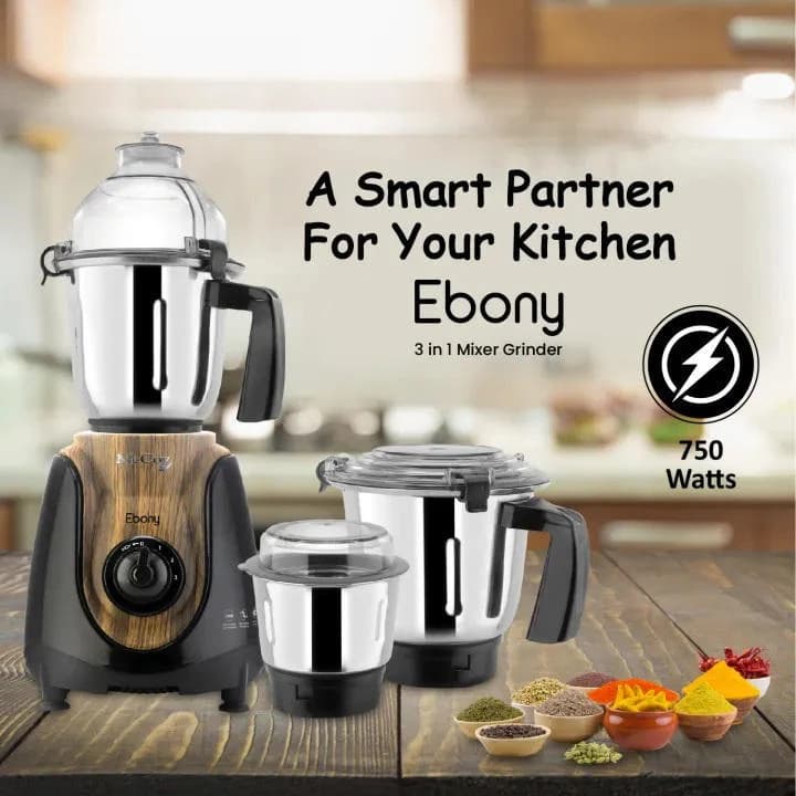 McCoy Ebony 750W 3 Jars Mixer Grinder