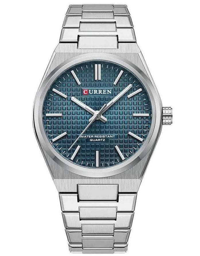 Curren 8439 Luxury Stainless Steel Men’s Watch–Silver Blue
