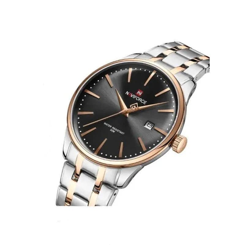 Naviforce NF9230 Gentle Flutter Men’s Watch - Silver Black & Rose Gold