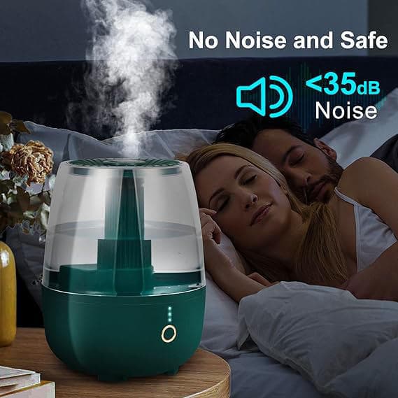 HOKC-N Cold Mist Humidifier, Bedroom Large Room Double Spray Ultrasonic Air Humidifier, 6.8 Liter Top Fill Desktop Humidifier, Three Stage Spray, Super Quiet, With Remote Control