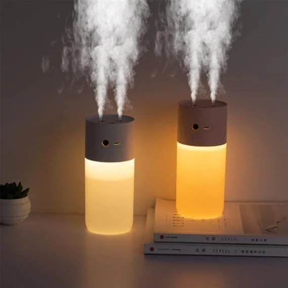 400ml Capacity USB Recharge Cool Mist Air Humidifier with Night Light,Portable Dual Spray Nozzles Diffuser,Hydrate Moisturizing Sprayer for Home Office Car Air-conditioned rooms (Pink)