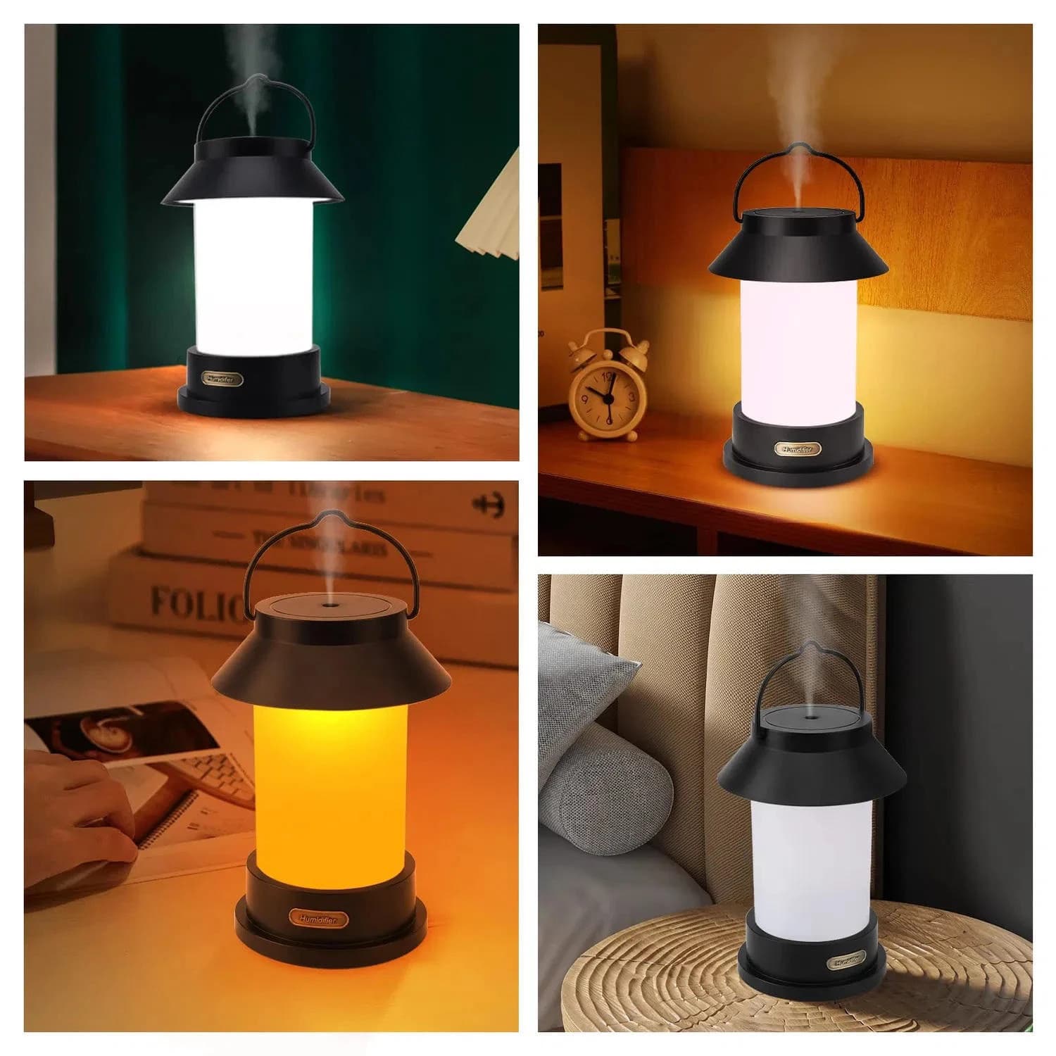 Horse Lantern Air Humidifier Ultrasonic Mist Diffuser Retro LED Light Timer USB