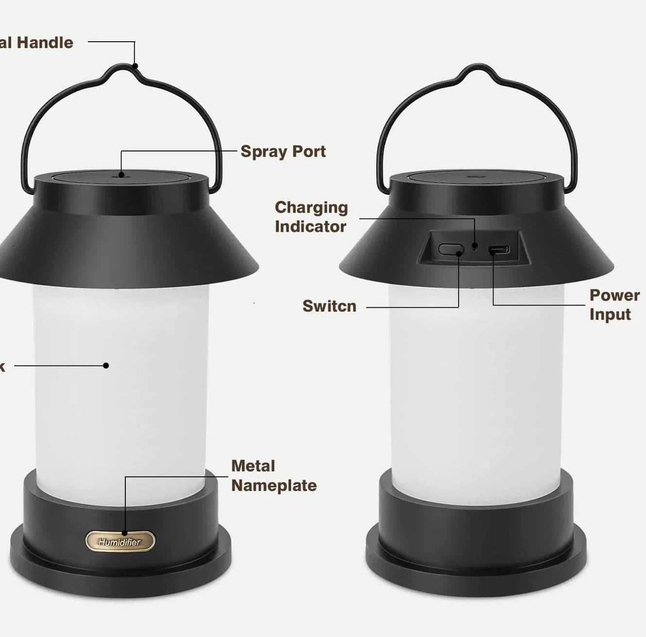 Horse Lantern Air Humidifier Ultrasonic Mist Diffuser Retro LED Light Timer USB