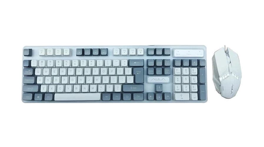 Aula F3061 Wired Grey White Keyboard & Mouse Combo