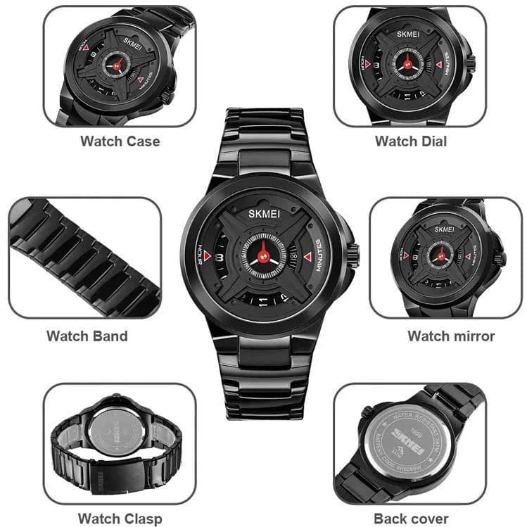 SKMEI 1699 Quartz Luxury Brand Wrist Watch for Men- Black