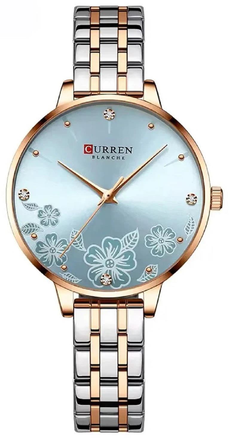 Curren 9068 Stainless Steel Analog Watch for Women-Light Blue