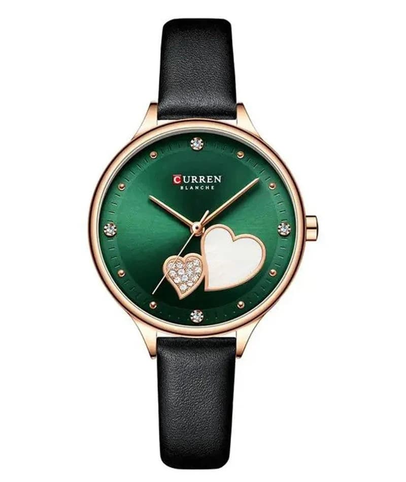 CURREN 9077 Belt Quartz Wristwatch for Women – Black & Green