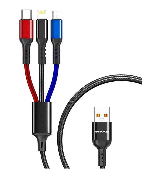 Awei CL-971 3-In-1 Braided Fast Charging Data Cable