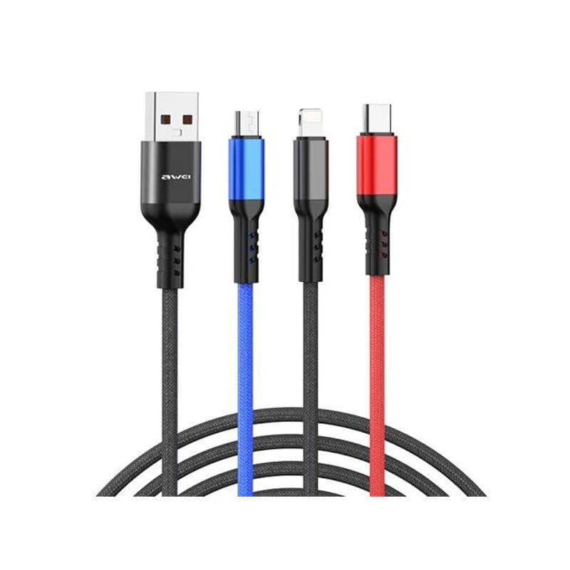 Awei CL-971 3-In-1 Braided Fast Charging Data Cable