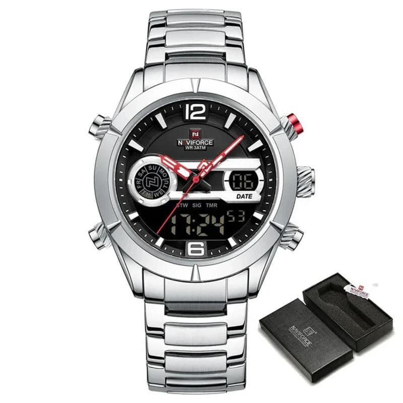 Naviforce 9232 Quartz Men’s Watch–Sliver Black