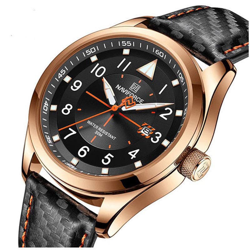 Naviforce NF8022RGBB Quartz Men’s Watch-RoseGold Black