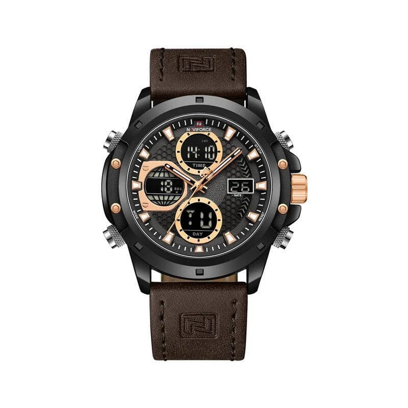 Naviforce 9225 Luxury Chronograph Leather Band Men’s Watch - Brown