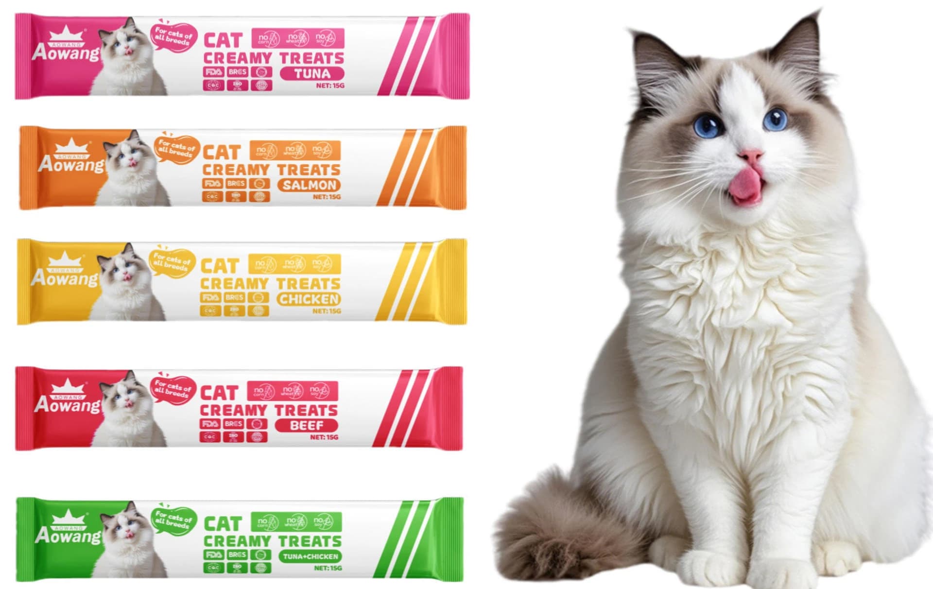 Aowang Brand Cat Creamy Treats All Flavors 15gm