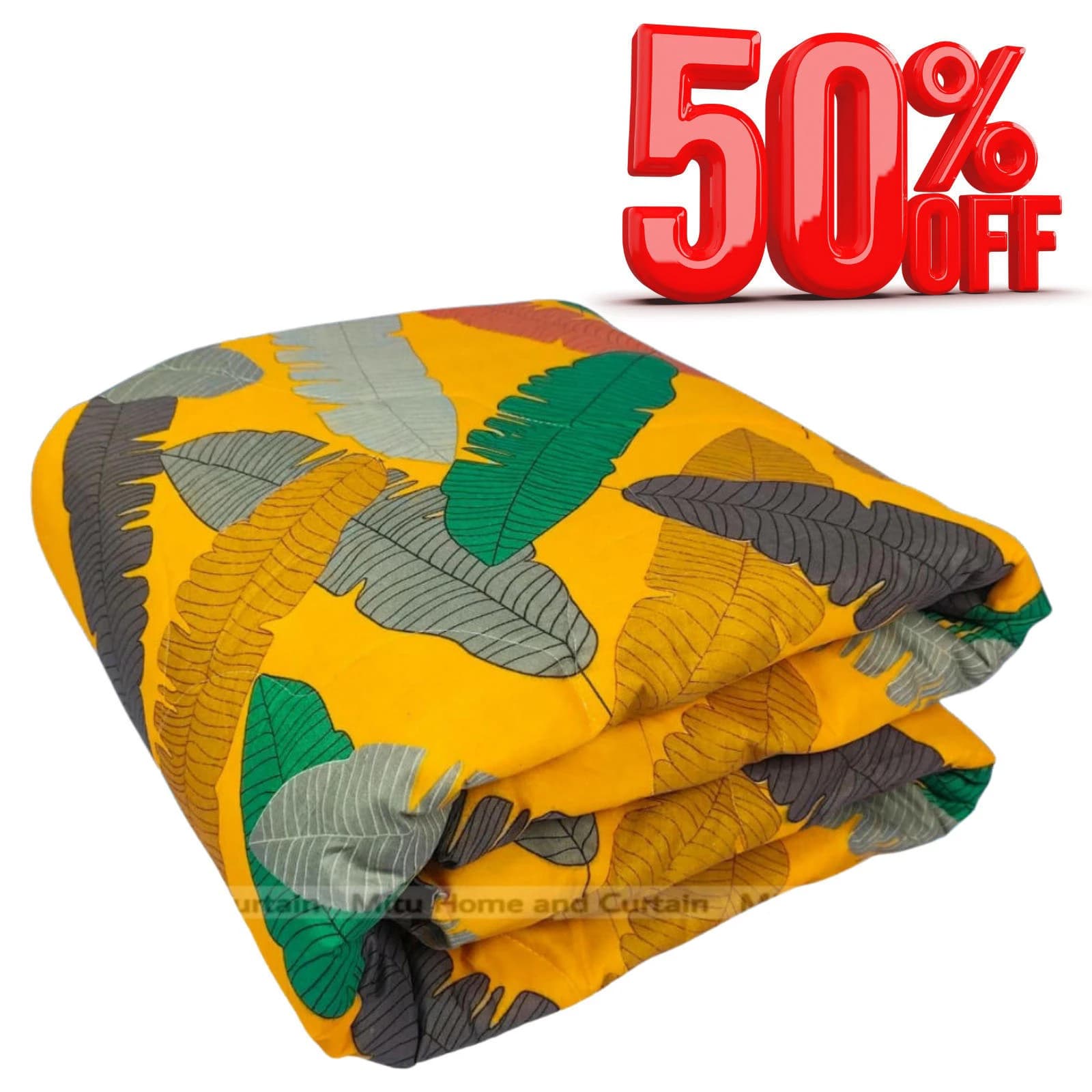 Economic Semi-Double European Cube Style Winter Comforter, 60*84 in / 5*7 ft (Mustard Art)