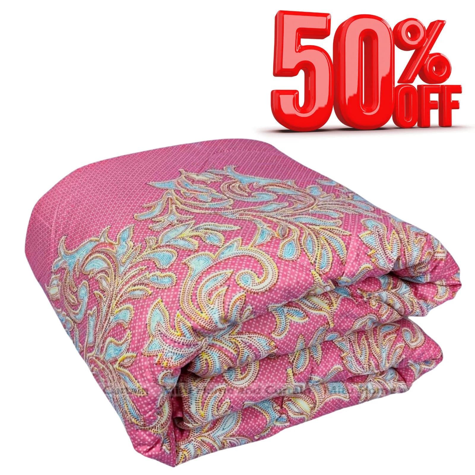Economic Semi-Double European Cube Style Winter Comforter, 60*84 in / 5*7 ft (Soft Pink)