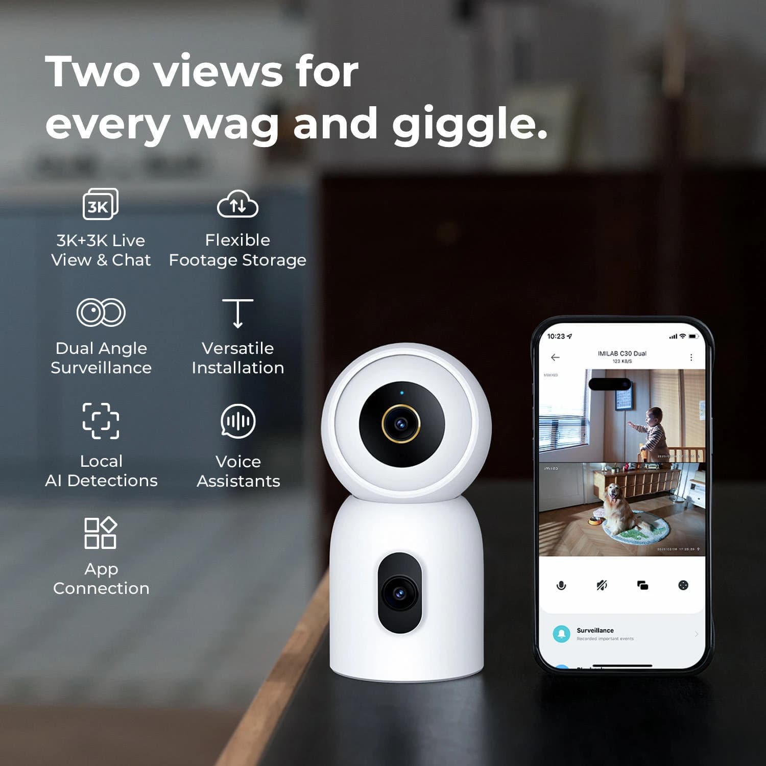 IMILAB C30 Dual 3K+3K WiFi Plug-in Indoor Camera