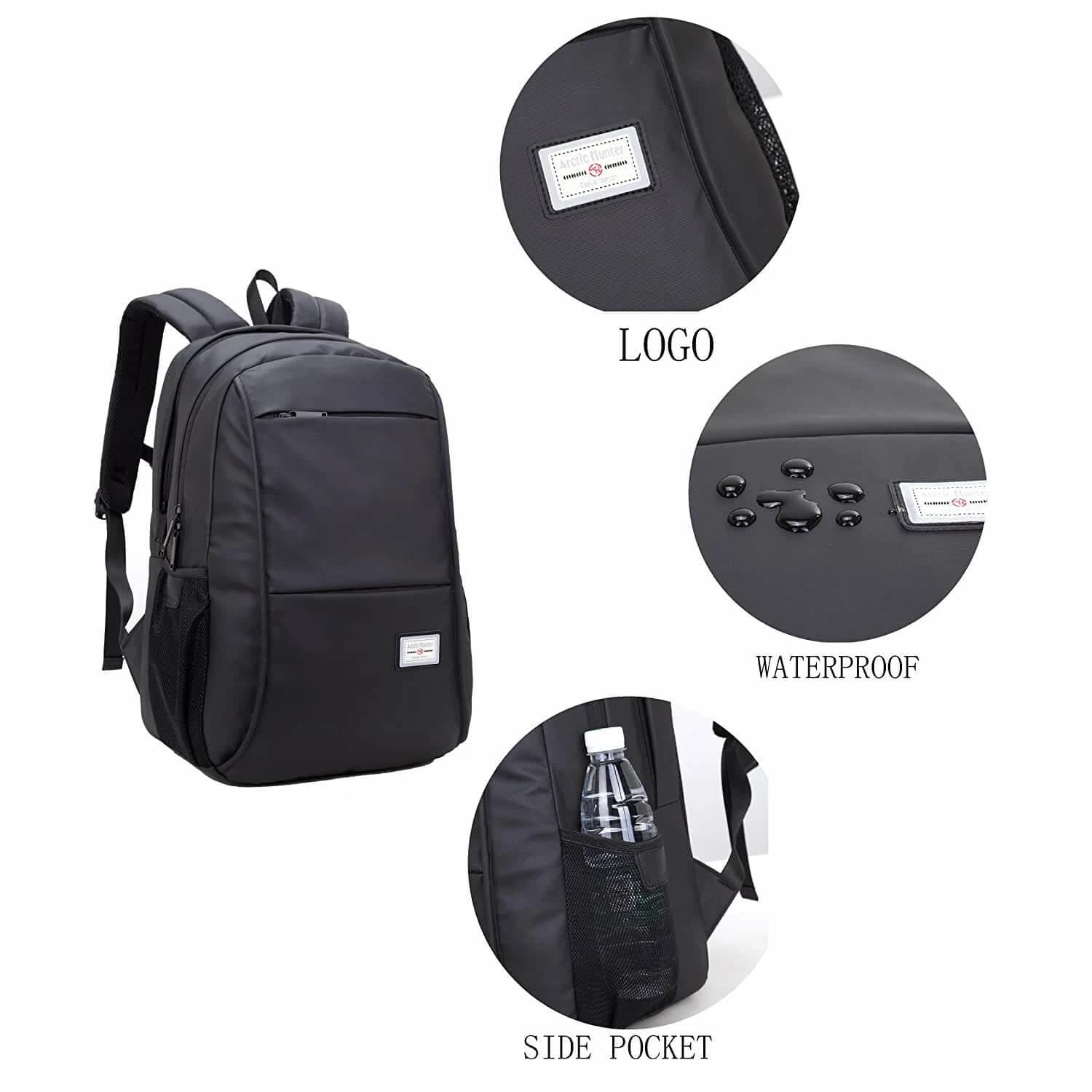 Arctic Hunter 20005 Backpack 17 Inch With USB Port Laptop Bag - Black