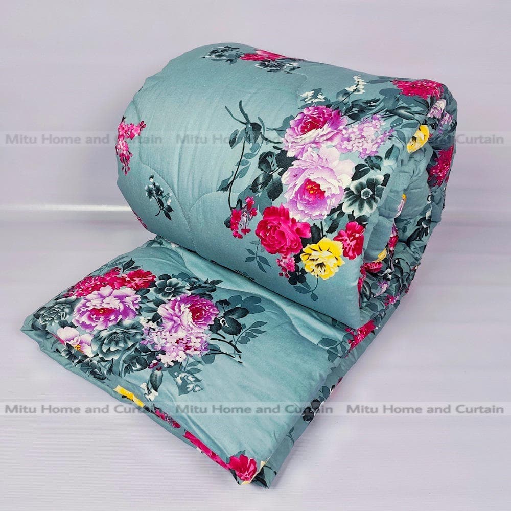 King Size Premium Cube Design Twill Cotton Fabric Winter Comforter, 7*7.5 ft / 84*90 in (Classic Ash)