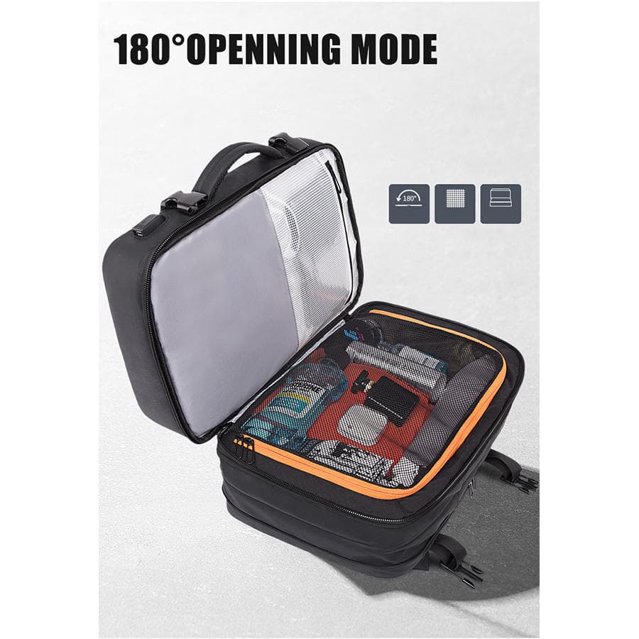BANGE BG-1908 Large Capacity Expandable Multi-Purpose Business Bag & Travel Backpack Waterproof Laptop Backpack for 15.6inch - Black