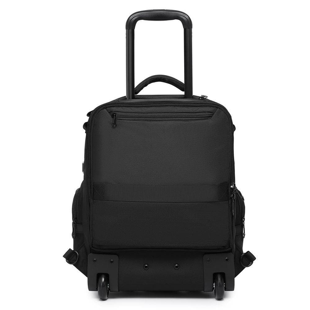 Ozuko 9820 Carry-On Luggage 2-Wheel Rolling TSA Approved Backpack with Trolley Bag for School Convenient Travel Bags - Black