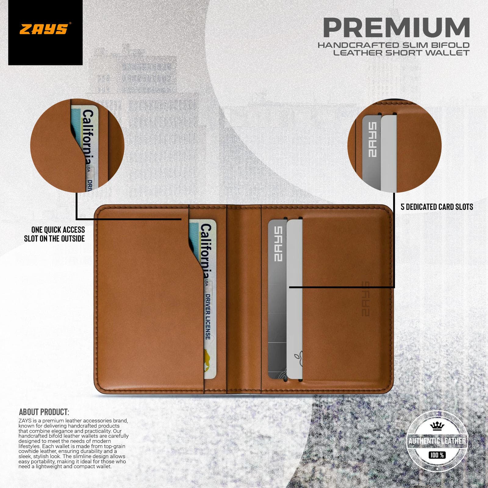 Zays Premium Leather Super Slim Card Holder - Handcrafted Durable Stylish - Credit And Debit Card Holder Slim card holder for Travel And Everyday Use (ZCW107-Brown)