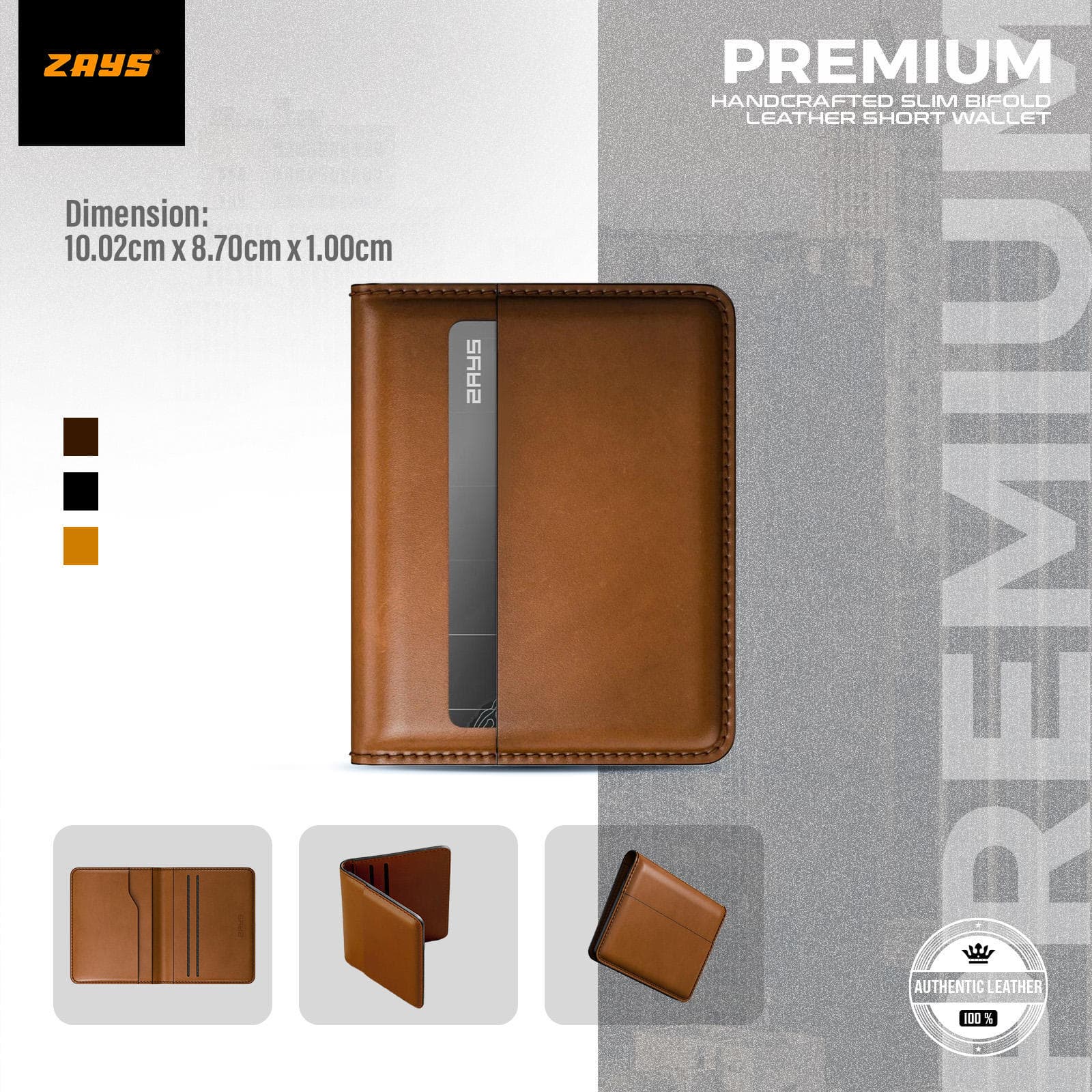 Zays Premium Leather Super Slim Card Holder - Handcrafted Durable Stylish - Credit And Debit Card Holder Slim card holder for Travel And Everyday Use (ZCW107-Brown)
