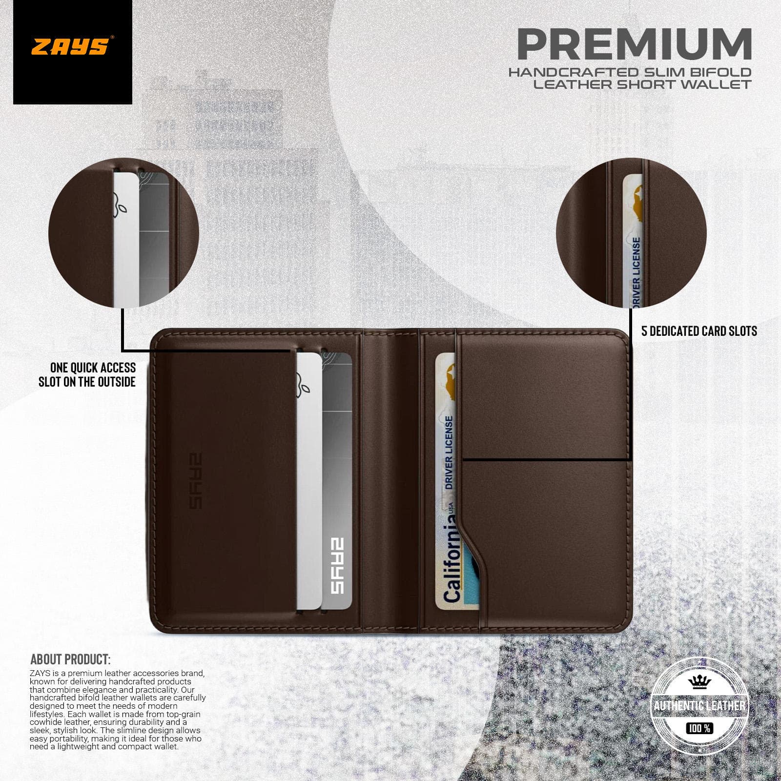 Zays Premium Leather Super Slim Card Holder - Handcrafted Durable Stylish - Credit And Debit Card Holder Slim card holder for Travel And Everyday Use (ZCW108-Chocolate)