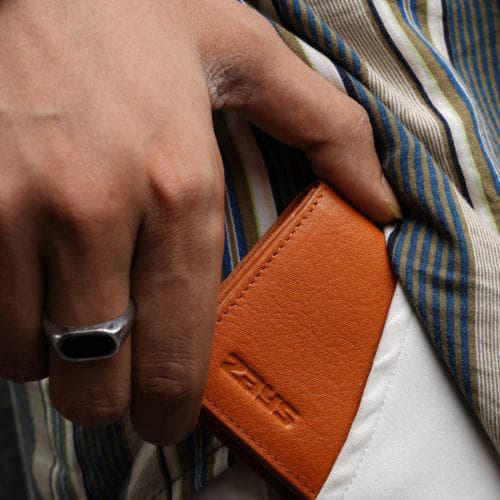 Zays Premium Leather Magnetic Card Holder - Slim and Eco-Friendly Mini Wallet for Unisex - Handmade Secure Compact and Stylish Design (ZCW110 - Brown - II)