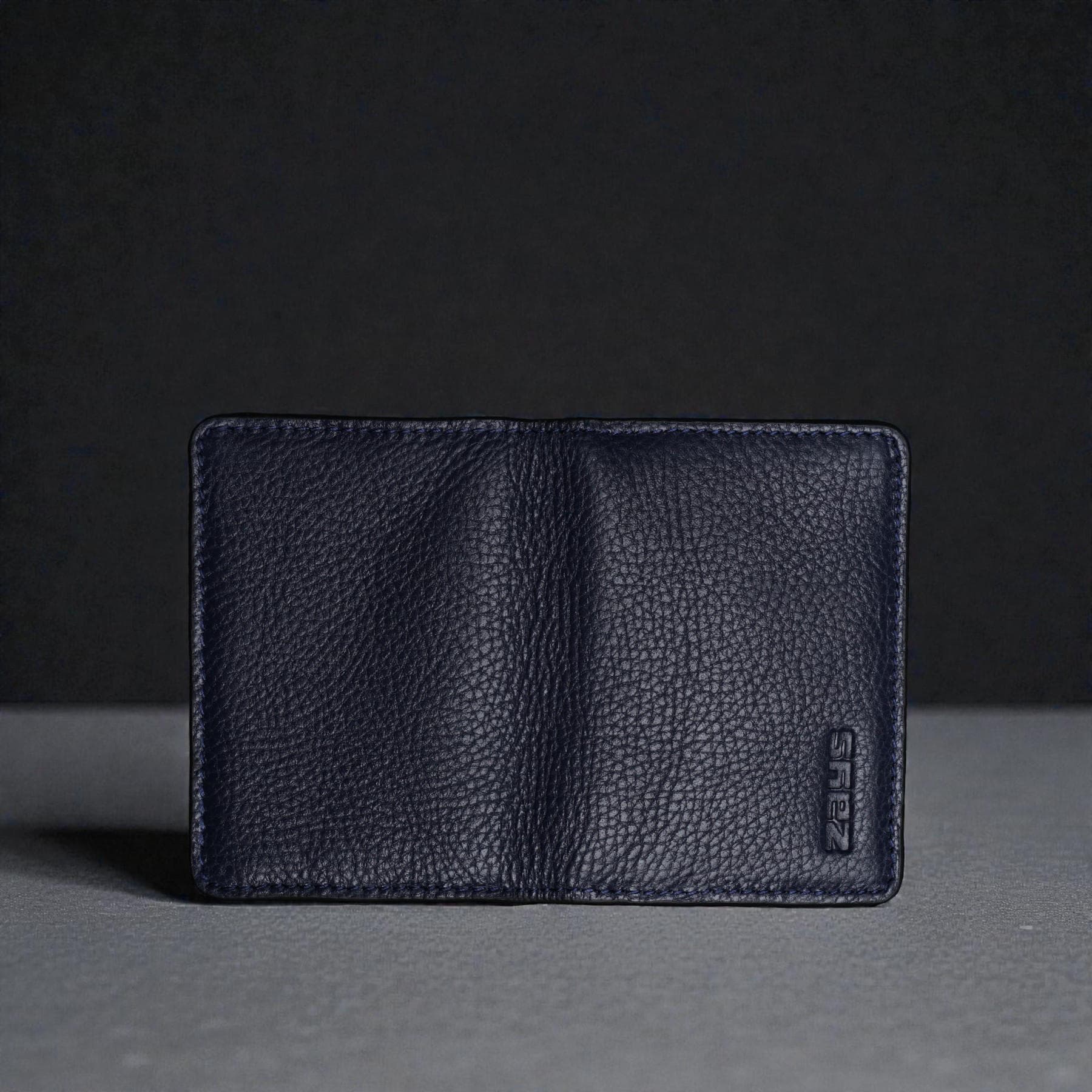 Zays Premium Leather Magnetic Card Holder - Slim and Eco-Friendly Mini Wallet for Unisex - Handmade Secure Compact and Stylish Design (ZCW111 - Navy)