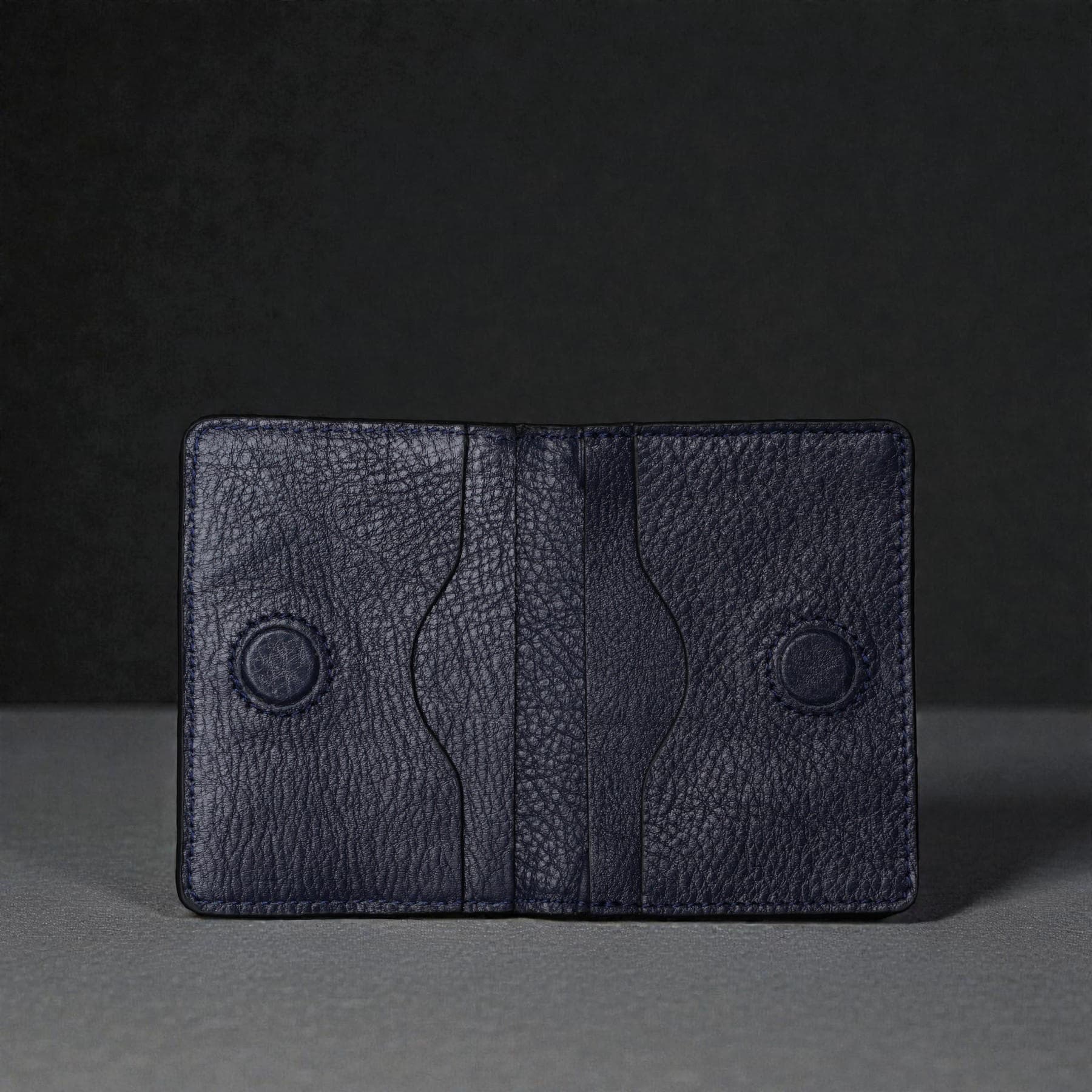Zays Premium Leather Magnetic Card Holder - Slim and Eco-Friendly Mini Wallet for Unisex - Handmade Secure Compact and Stylish Design (ZCW111 - Navy)