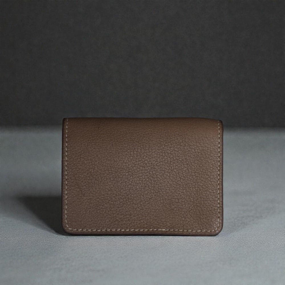 Zays Premium Leather Magnetic Card Holder - Slim and Eco-Friendly Mini Wallet for Unisex - Handmade Secure Compact and Stylish Design (ZCW117-Dark Cream)