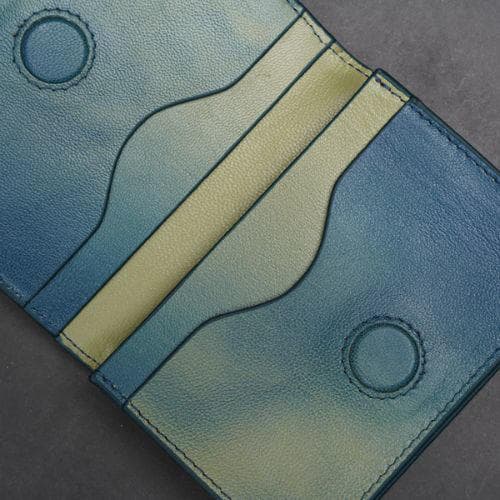 Zays Premium Leather Magnetic Card Holder - Slim and Eco-Friendly Mini Wallet for Unisex - Handmade Secure Compact and Stylish Design (ZCW115 - Sky Mix)