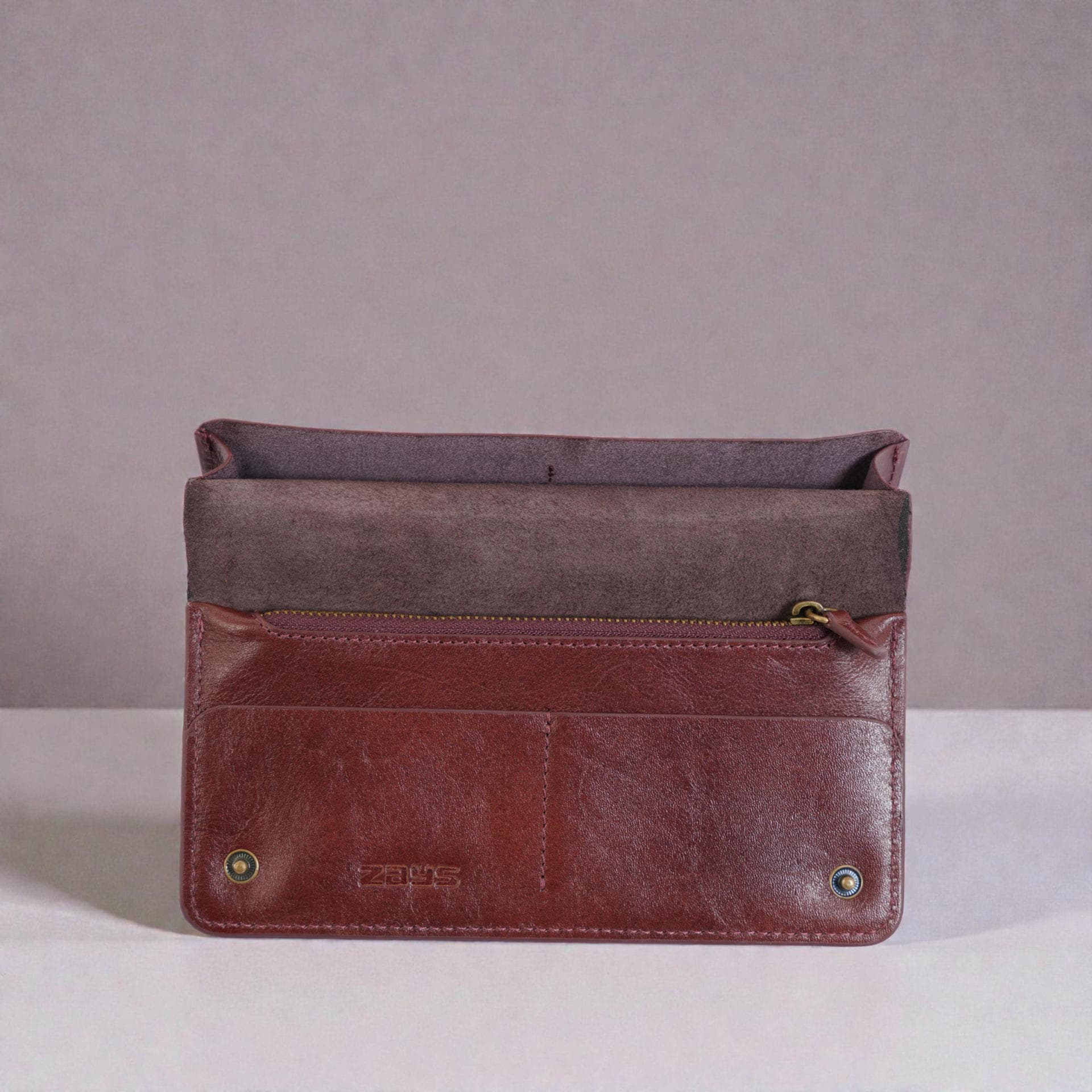 Zays Premium Genuine Leather Long Wallet for Unisex - Elegant Design Spacious Card and Mobile Slots - Durable Full Grain Leather (ZLW104-Chocolate)