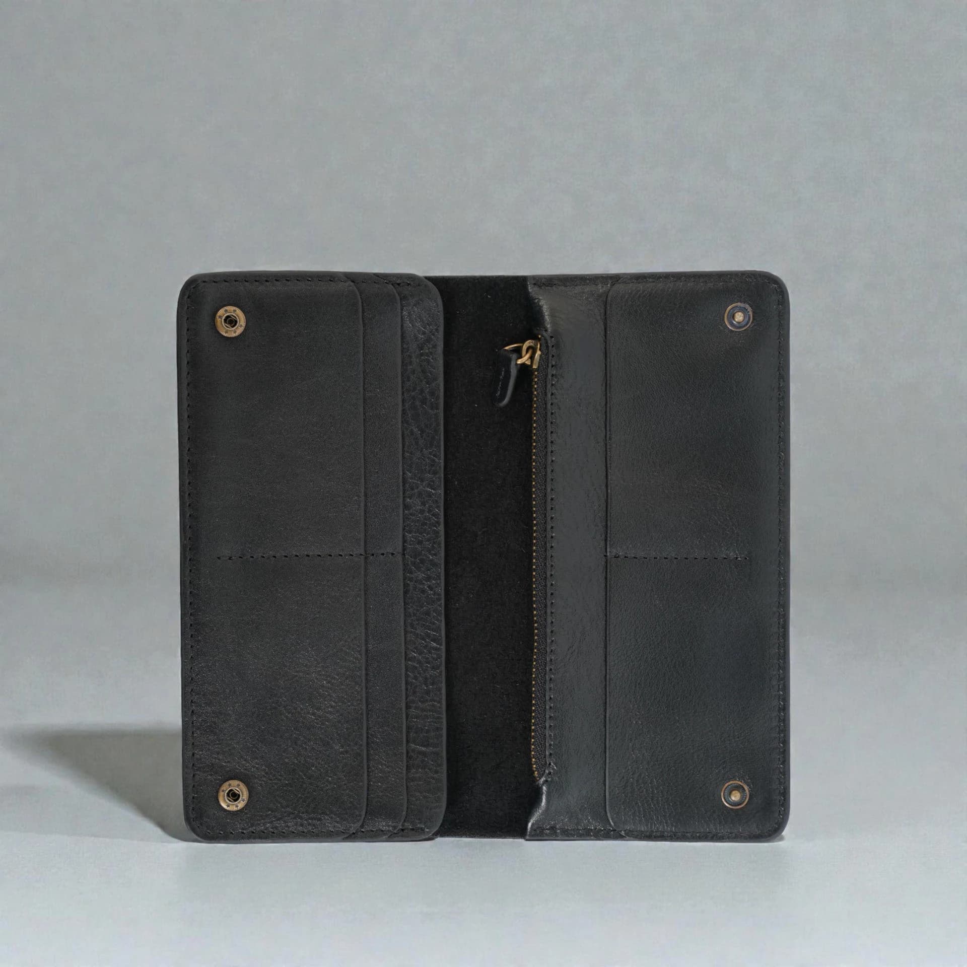 Zays Premium Genuine Leather Long Wallet for Unisex - Elegant Design Spacious Card and Mobile Slots - Durable Full Grain Leather (ZLW105-Black-I)