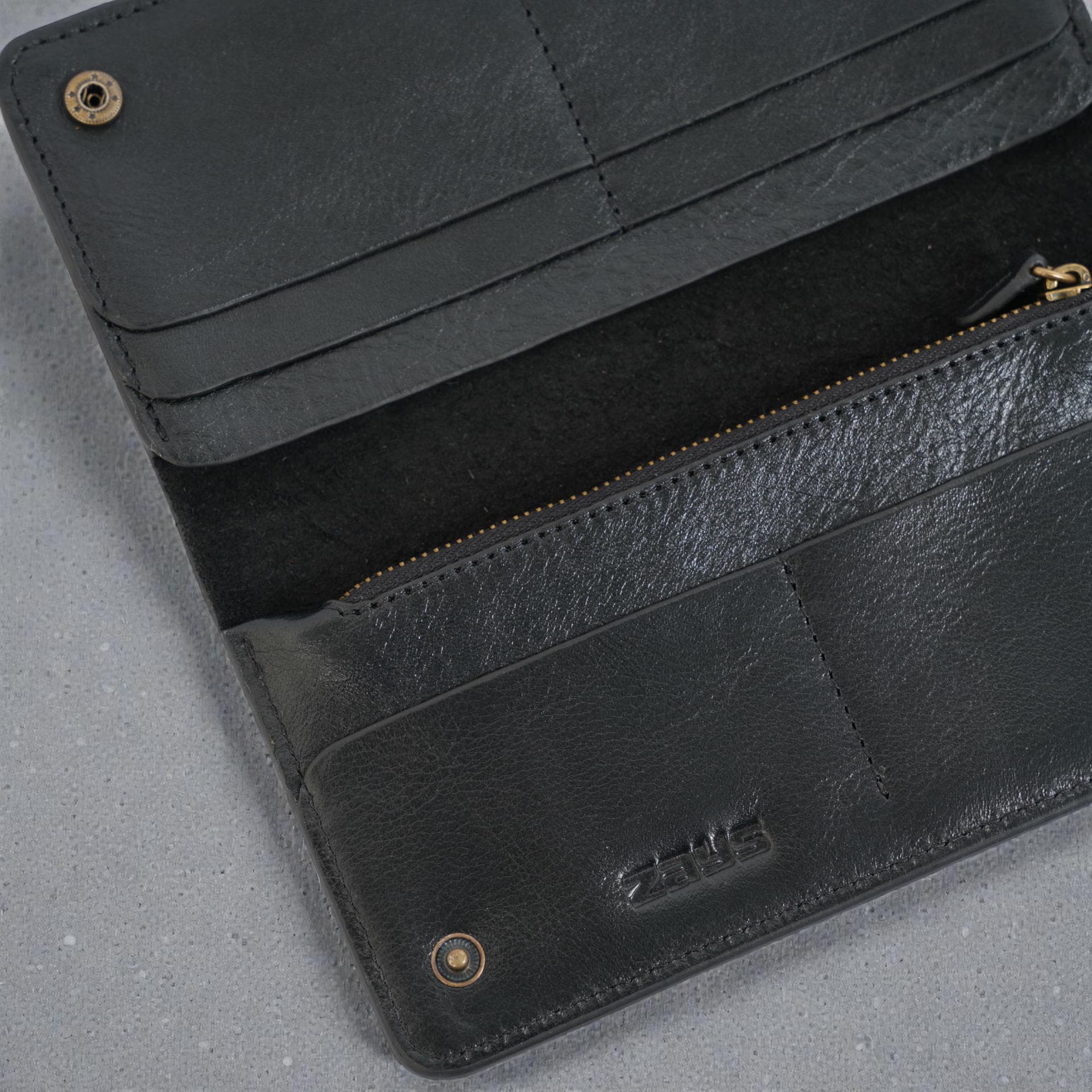Zays Premium Genuine Leather Long Wallet for Unisex - Elegant Design Spacious Card and Mobile Slots - Durable Full Grain Leather (ZLW105-Black-I)